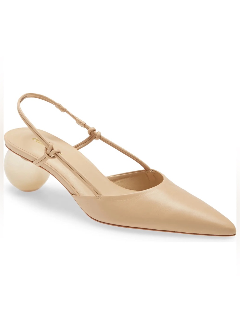 Cult Gaia Aliza Sand Leather Pointed Toe Slingback Ball Heel Pumps 39